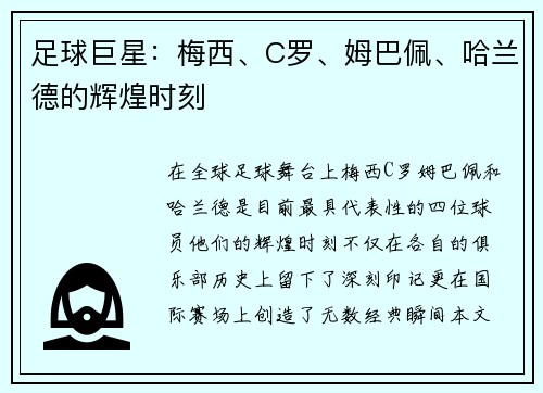 足球巨星：梅西、C罗、姆巴佩、哈兰德的辉煌时刻